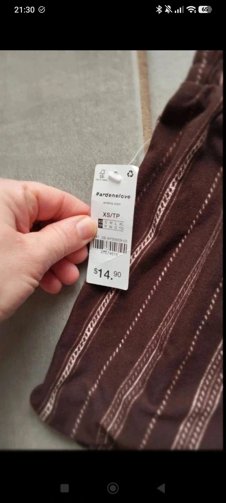 Falda mujer Ardene XS marrón rayado cintura elástica bohemio nuevo con etiqueta – photo 3